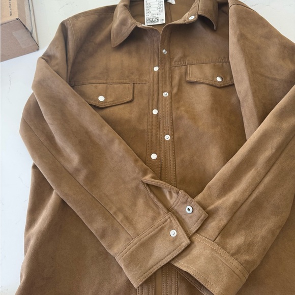 H&M Jackets & Blazers - H&M Tan Button-Front Shirt Jacket